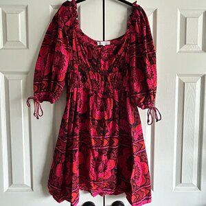 House of Harlow 1960 Off the Shoulder Puffed Sleeve Mini Dress, Size L